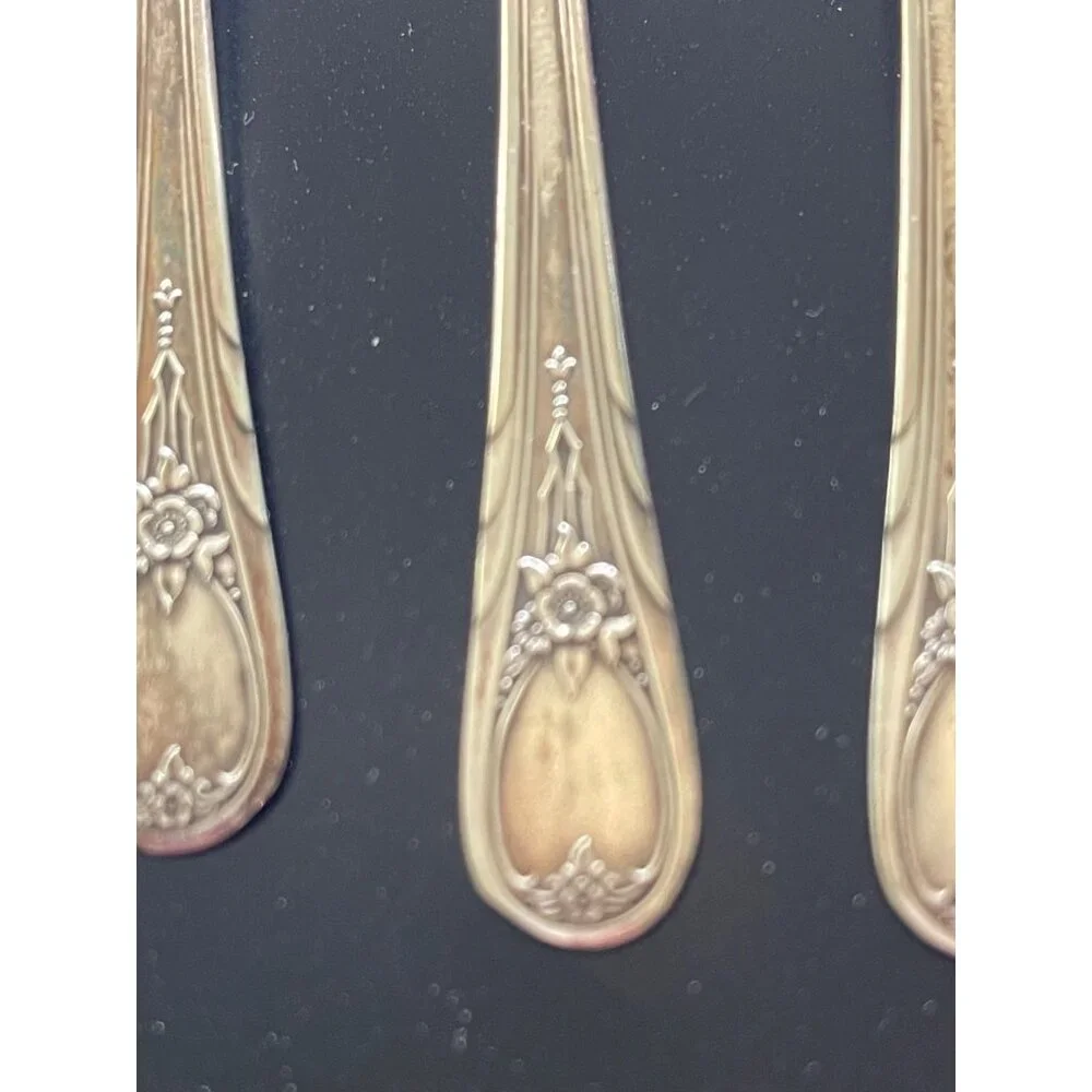 Newport Silver Plated Demi-Tasse Spoon Set Vintage Monogram Area